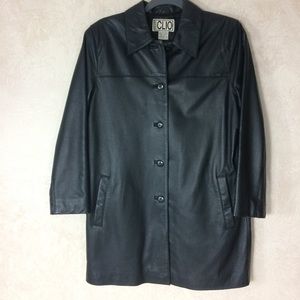 Clio Black Leather Coat Size 4